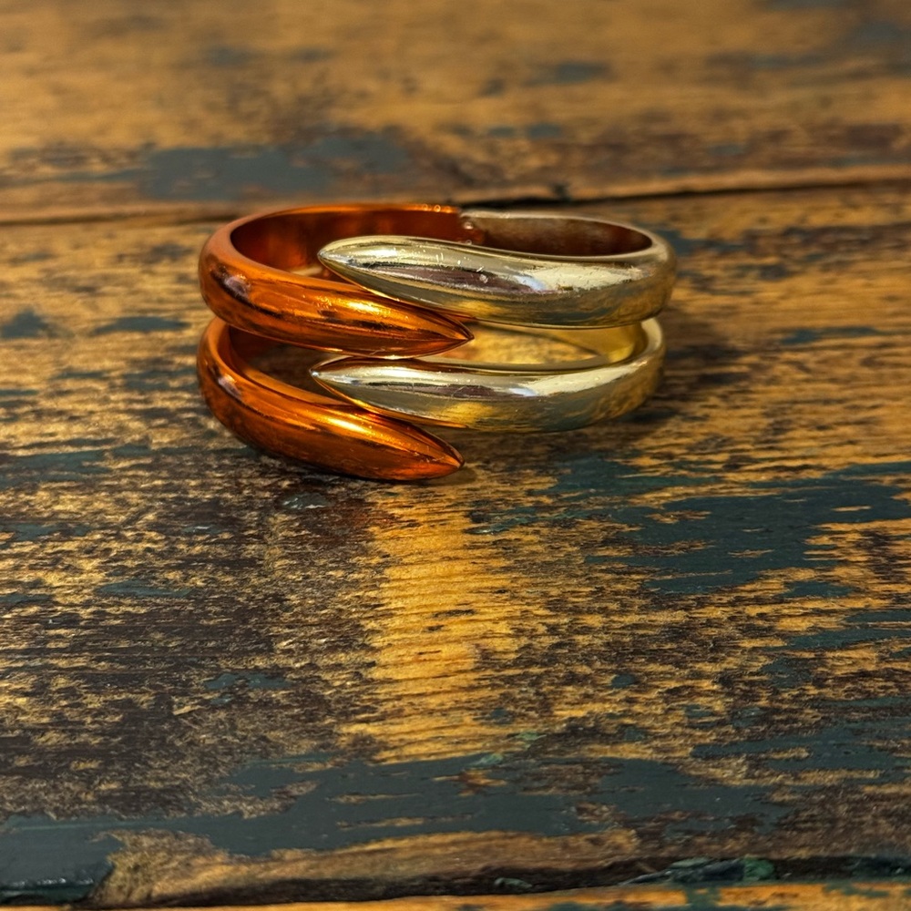 Two-Tone Silver and Copper Colored Clasp Bracelet
